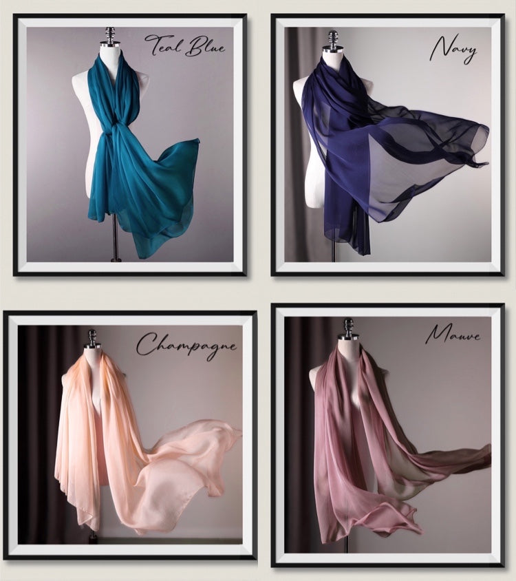 100% Mulberry Silk Chiffon Scarf