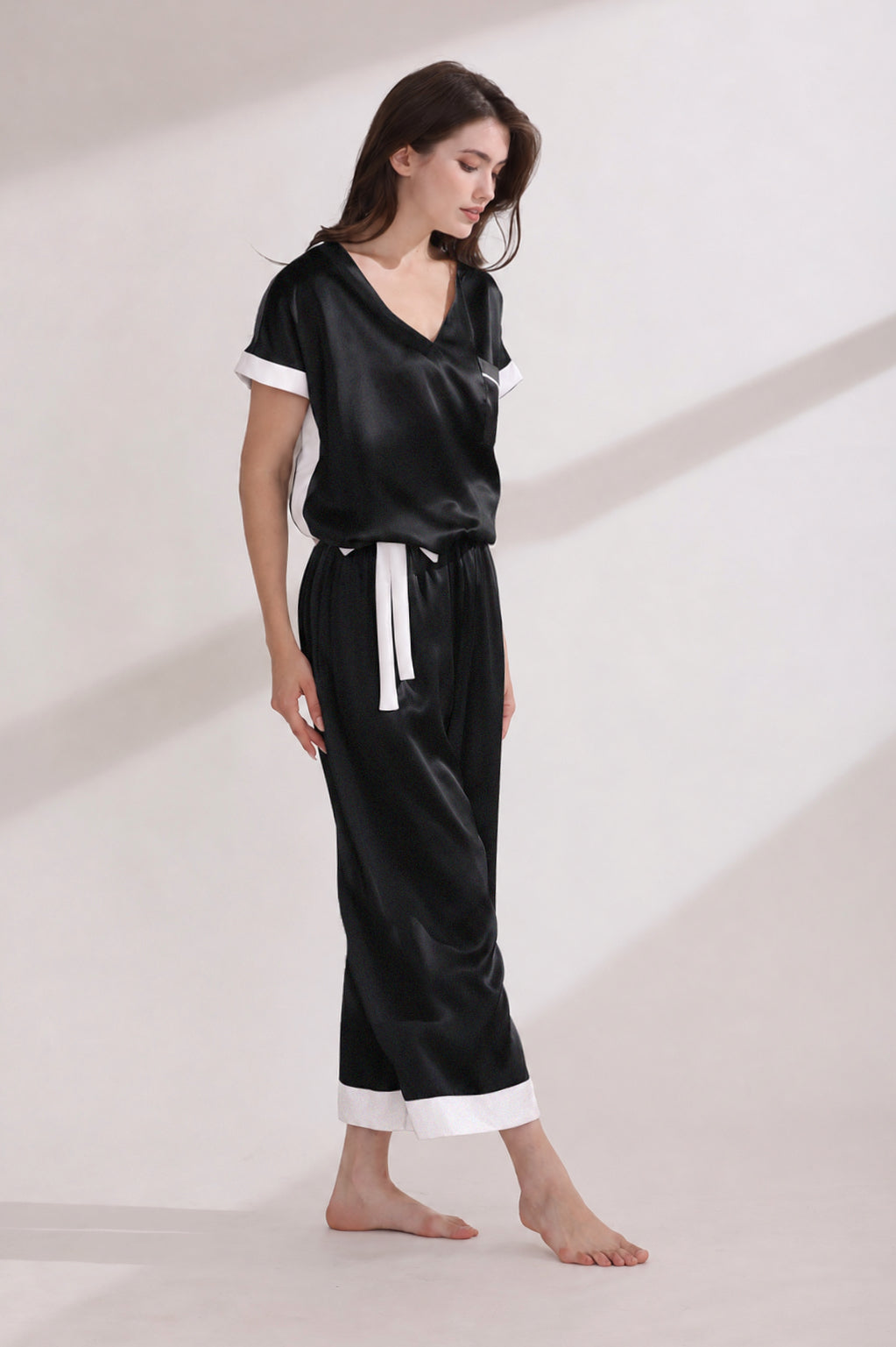 Two-tone Silk Pajama Set