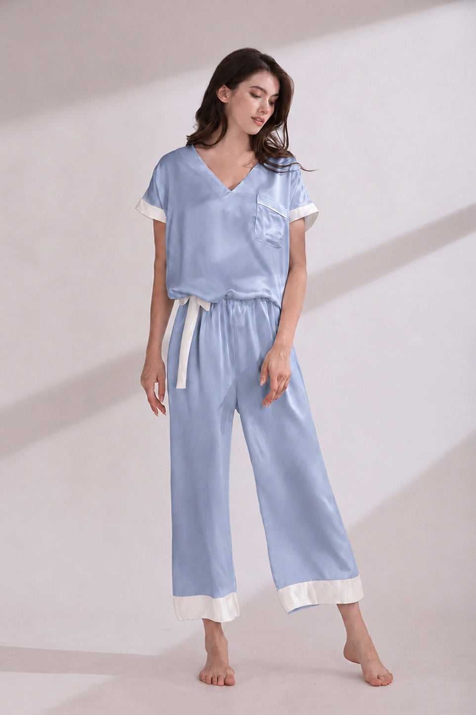 Two-tone Silk Pajama Set