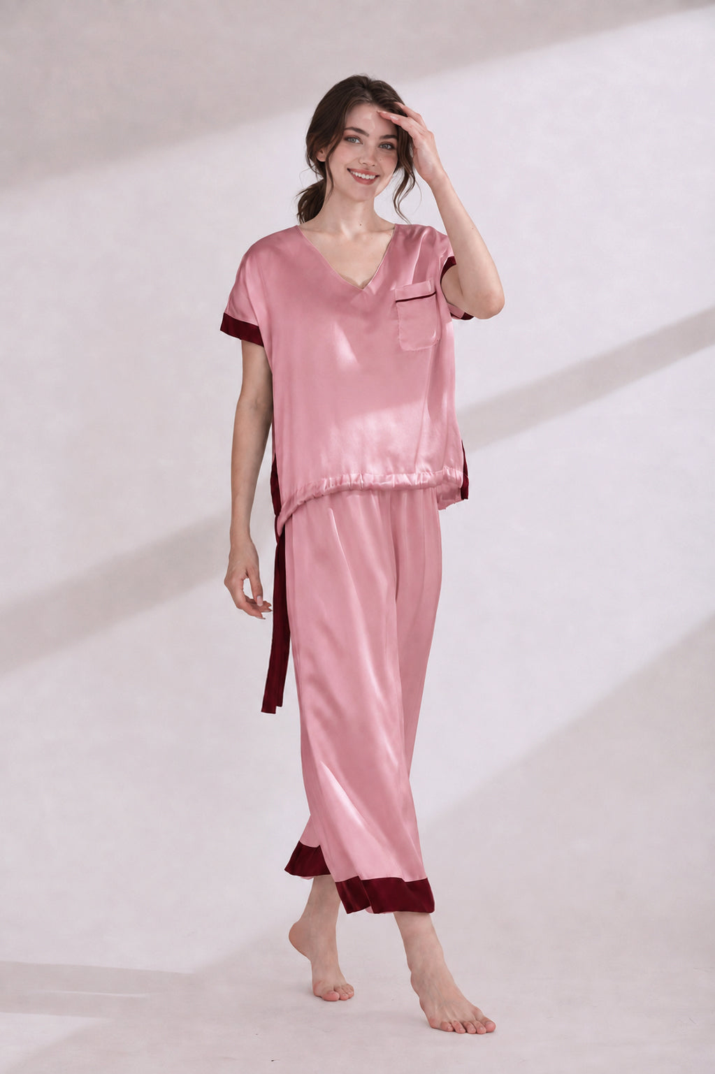 Two-tone Silk Pajama Set