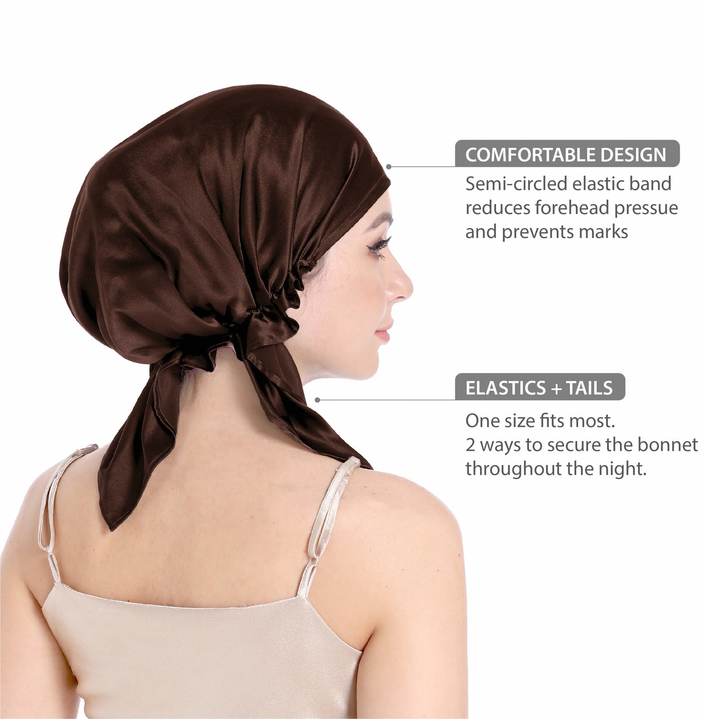 Vintage Style Silk Bonnet - Chocolate Brown