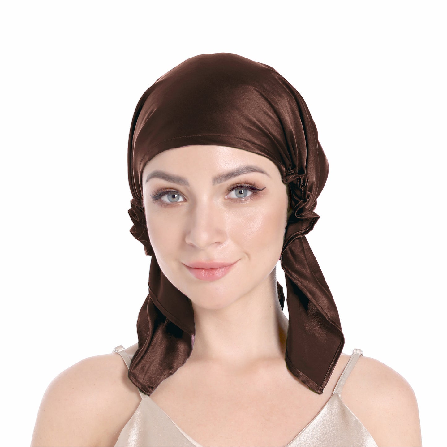 Vintage Style Silk Bonnet - Chocolate Brown